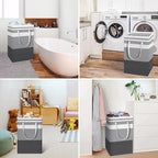 HomeHacks Large Laundry Basket, Waterproof, Freestanding Laundry Hamper, Collapsible Tall Clothes Hamper with Extended Handles for Clothes in The Dorm and Family Gradient Grey,88L