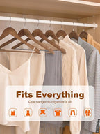 HOUSE DAY Walnut Wooden Hangers 20 Pack, Solid Wood Hanger with Non Slip Pant Bar, Heavy Duty Wooden Coat Hanger for Closet, Smooth Finish Wood Clothes Hangers for Shirts, Suits, Jackets, Dress