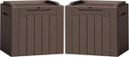 Flamaker 2 Pack Deck Box 31 Gallon Waterproof Resin Storage Box with Lid Indoor Outdoor Delivery Box Storage Bin for Patio Cushions (Deep Brown)