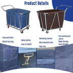 400L Commercial Laundry Cart Replacement Liner Bag - Removable Waterproof Oxford Cloth Rectangle, Large Capacity Replacement for Rolling Laundry Basket (Blue, Single layer-Rectangular)