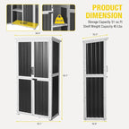 Aivituvin Outdoor Storage Shed with Wood and Metal Frame, Garden Sheds with Waterproof Plastic Roof, Adjustable Shelves and Ventilated Blinds, Garden Tool Cabinets for Outdoor (Black, Plastic)