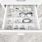 Drawer Organizers Set of 15, 4 Sizes Clear Plastic Drawer Organizers and Storage Bins for Kitchen, Bathroom, Office, Dresser Desk Drawer Organizer Tray for Jewelry, Makeup, Junk, Gadgets