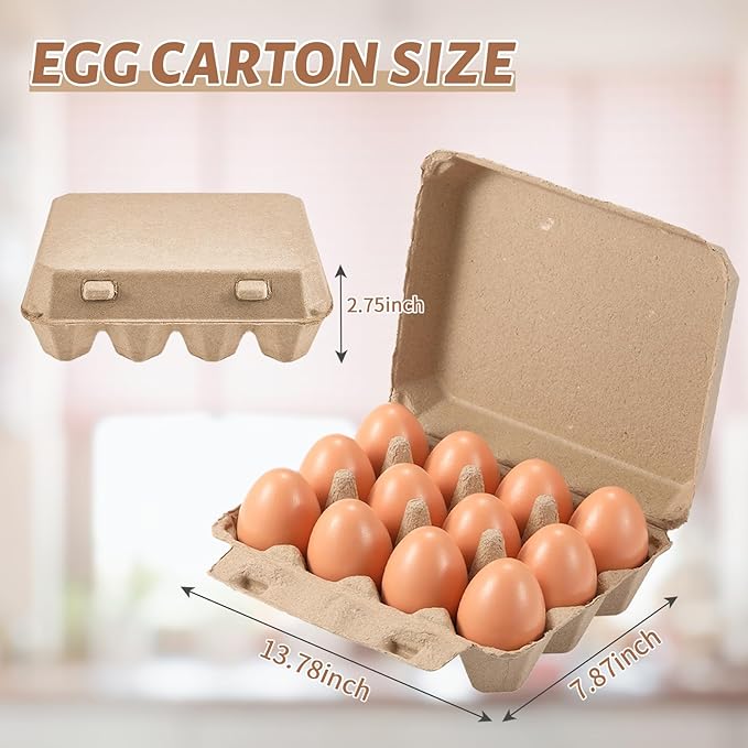 20 Pack Egg Cartons Bulk - 3×4 Style Reusable Cardboard Cartons 12 Count, Dozen Chicken Egg Crates