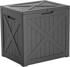 32 Gallon Resin Deck Box Outdoor Storage Box for Patio Furniture,Outdoor Cushions,Garden Tools and Pool Supplies,Waterproof,Lockable(Black,32Gal)