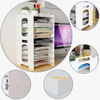 Natwind Office Stackable Paper Organizer for Desk White Desktop File Sorter Desk Organizer Letter Tray Holder Document Storage Rack for Home Office School 10-Tier
