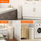Lifewit 65L Slim Laundry Basket with Lid, Narrow Large Laundry Hamper with Plastic Handles and Removable Bag, Tall Foldable Dirty Clothes Hampers for Laundry Room, Bedroom, Bathroom, Dorm, White