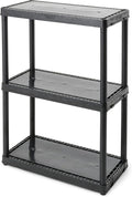 Gracious Living 33 Inch Heavy Duty 3-Shelf Light Duty Storage Shelf, Easy Assembly and Holds Up to 55 Pounds Per Shelf, Black