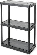 Gracious Living 33 Inch Heavy Duty 3-Shelf Light Duty Storage Shelf, Easy Assembly and Holds Up to 55 Pounds Per Shelf, Black