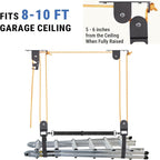Ladder Hoist for Garage Ceiling with Metal Pulley System Holds 150 lbs, 5.5" Low-profile Self Locking Storage Lift, Parallel or Perpendicular Mounted