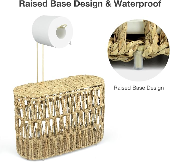 Toilet Paper Storage Basket with Lid Wicker Toilet Paper Holder for Up to 6 Mega Rolls Natural Hand Woven Rattan Toilet Paper Roll Storage Holder for Bathroom Basket Organizer