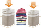 OIAHOMY 91L Laundry Hamper, XXXLarge Laundry Basket, Collapsible Cotton Rope Basket,Woven Storage Basket for Blankets,Clothes,Pillows-16x15x24-Yellow