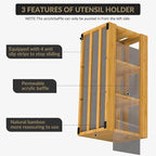 Garvee 12 in Bamboo Utensil Holder for Countertop, Kitchen Cooking Utensil Organizer with 6 Compartments & Diatomaceous Earth Drying Mat, Wood Silverware Caddy for Party Home, Natural