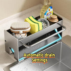 Utensil Holder,Compact Kitchen Sink Drying Rack - Durable and Stylish Solution,Self-Draining Tray Design,with Rag Rack（Black）