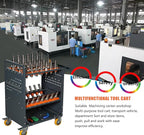 Grey Classic 40 Taper CNC Tool Holder Transfer Cart, 35 Capacity CAT/BT40 Service Carts with Wheels Heavy Duty, Multi-Function Workshop CNC Tool Trolley