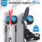 WDZREE Ski & Snowboard Wall Rack for Garage, Fits Any Ski or Board, Ski Wall Mount Garage Organization Holders, Damage-Free Storage Rack, Space-Saving Clamp Winter Gear Organizer, Blue (4 Pack)