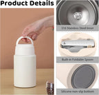 Thermo for Hot & Cold Food, 25oz Insulated Food Jar with Handle Spoon, Thermal Lunch Container, 316 Stainless Steel Lunch Box for Men Women, Keeps food Hot for 12 Hours or Cold for 24 Hours(White)
