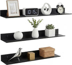 Z metnal Bathroom Shelf, Small Floating Wall Shelves, Decorative Ledge Shelf, Aluminum, Wall Mounted, Matt Black, 24/20/16 inch, 3 Set