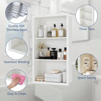 14x24 Recessed Medicine Cabinet, Medicine Cabinet No Mirror, 304 Stainless Steel Medicine Wall Niche with 3-Tiers Shelves, Matte White