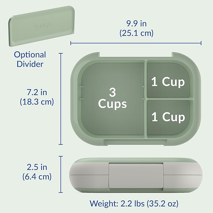 Bentgo Chill Max Leak-Proof XL Lunch Box - Included Ice Pack Keeps Food Cold; 5-Cup Capacity for Adults & Ages 8+, 3 or 4 Compartment Bento Box, BPA-Free, Dishwasher Safe (Clay Green & Gray)