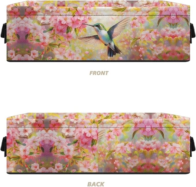 Small Storage Bin Narrow Toilet Paper Tissue Baskets Foldable Fabric Organizers Bathroom Bedroom Decorations Closet Countertop Vanity Baskets, Spring Style Hummingbird Flower