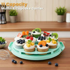 HANSGO Cake Carrier with Lid and Handle, Extra Deviled Egg Containers, Cake Holder for 10 inch Cakes with 2 Handles, 11 Capacity Cupcake Carrier, Two Sided Base for Nuts, Fruits, Muffins, Pies, Pizza