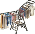 Mimiblack Clothes Drying Rack Foldable, 3 Tier Large Laundry Dryer Stand, Heavy Duty Metal Clothes Airer Dryer Rack with Wheels For Clothing& Bedding &Towels, Indoor & Outdoor Use, 70.8"L×17.7"W Gray