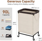 StorageWorks Laundry Hamper, 90L Rolling Laundry Sorter Cart with Removable and Washable Liner Bag, Clothes Hamper with Wheels and Handle for Laundry Room and Bedroom, Beige