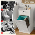 Single Tilt Out Trash Can Cabinet, Dog-Resistant, Fits 13.8"H Bins (Max 11.8"x11.8" Base), Easy Assembly, White for Kitchen & Laundry