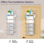 SWTYMIKI Over the Door Towel Rack - 6 Tier Towel Racks for Bathroom Wall Mounted, Towel Holder with Shelf, Hanging Rolled Towel Storage Organizer for Small Bathroom, Camper, RV, White