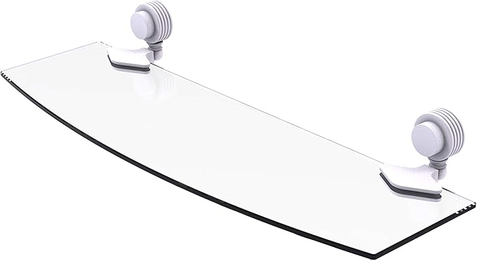 Allied Brass 433G/18 Venus Collection 18 Inch Groovy Accents Glass Shelf, Matte White
