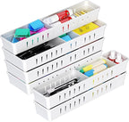 6 PCS Desk Drawer Organizer, Bathroom Drawer Organizer Trays with Dividers Adjustable, Makeup Organizer Bins for Vanity Clothes Junk Kitchen Utensil