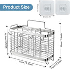 Utensil Holder, Stainless Steel Utensil Drying Rack with Drain Tray, Kitchen Counter Drainer Basket Silverware Cutlery Flatware Holder Forks, Knives, Spoons, Chopsticks Organizer (Silver)