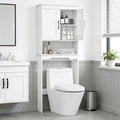 Giantex Over The Toilet Storage Cabinet, Double Door Space Saver Above Toilet with Adjustable Shelf & Open Storage Cube, Over Toilet Bathroom Organizer for Restroom, Laundry Room, White