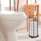 BROOKSTONE, Stylish Toilet Paper Holder with Bamboo Base, Freestanding Bathroom Tissue Organizer, Minimalistic Storage Solution, Modern Trending Design [Holds Large Rolls], Black…