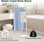 Standing Towel Rack, 304 Stainless Steel Towel Holder Stand with Weighted Marble Base, Floor Bath Towel Racks for Bathroom, Pool, Outdoor with 3 Swivel Towel Arms, Brushed Nickel
