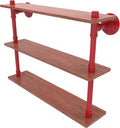 Allied Brass P-490-22-TWS-FER Pipeline Collection 22 Inch Ironwood Triple Shelf, Fire Engine Red
