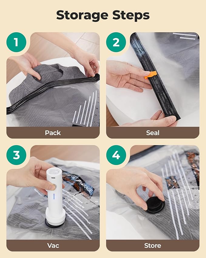 BAGSMART Rechargeable Wireless Pump Travel Storage Bags Set, Portable Space Saver Bags for Travel & Home, Vacuum Compression Seal Bag for Clothing- 15 combo bags