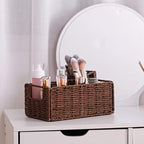 Vagusicc Wicker Storage Basket, Set of 2 Hand-Woven Paper Rope Wicker Basket, Small Storage Baskets for Organizing Toilet Paper, Foldable Large Cube Storage Organizer Bins for Shelves (Brown)