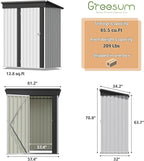 Greesum 5×3 FT Outdoor Storage Shed, Metal Storaged Sheds Without Floor, Tool Sheds with Lockable Doors and Sloping Roof for Garden, Patio, Backyard, White
