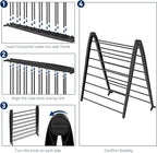 Whitmor Spacemaker Folding Drying Rack, Indoor Clothes Organizer with Patent-Pending Design, Space Saving, 6" L x 26" W x 51.5" H, Black Deluxe