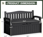 Flamaker 80 Gallon Storage Bench with Cushions Outdoor Indoor, Durable All-Weather Seating with Hidden Storage, Lockable Deck Box for Garden, Patio, Poolside (Black)