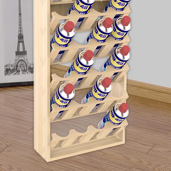 MYOYAY 6-Tier 24 Holes Spray Paint Can Storage Holder Organizer Can Rack Wall Mount Spray Bottle Can Holder for Garage and Craft Workroom 14.2" L x 5" W x 30" H