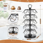 K Cup Holders,K Cup Holder, K Cups Holder,K Cup Carousel, Coffee Pods Holder Storage Organizer Stand,No Assembly Required,Black (40 Pods Capacity Easy Assembly Glossy Black)