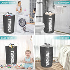 StorageRight 115L Large Laundry Basket, Laundry Hamper, Dirty Clothes Hamper for Laundry, Collapsible, Waterproof Laundry Baskets with Foam Protected Aluminum Handles for Laundry, Dorm, Family (Grey)
