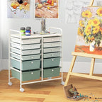 Giantex 12 Drawers Rolling Storage Cart, Classroom Organizers with Wheels for Tools Scrapbook Craft Paper Teacher Office School Supplies, Green Gradient