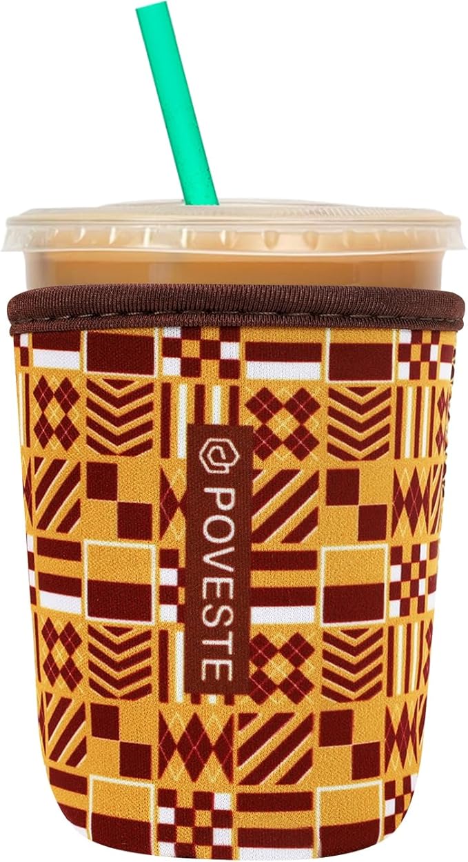 Reusable Neoprene Insulator Sleeve for Iced Coffee & Cold Soda, Coffee Sleeves for Iced & Hot Drinks, Cold Beverage Cooler Compatible with Starbucks, Dunkin (Team GFD, Small: 16-18oz)