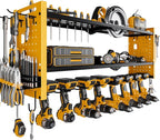 Power Tool Organizer Wall Mount,Cordless Drill Hanger Storage Rack 8 Drill Holder,3 Layers Heavy Duty Power Tool Storage Rack(Yellow)