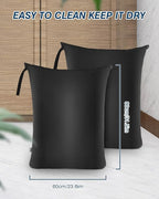 OTraki 2Pcs Large Laundry Bags 24x32 inch Wet Dry Bag Reusable Waterproof Bag with Zipper for Home Travel Hotel Camping Swimsuits, Baby Cloth Diapers Drying Do Not Exceed 176℉ Black