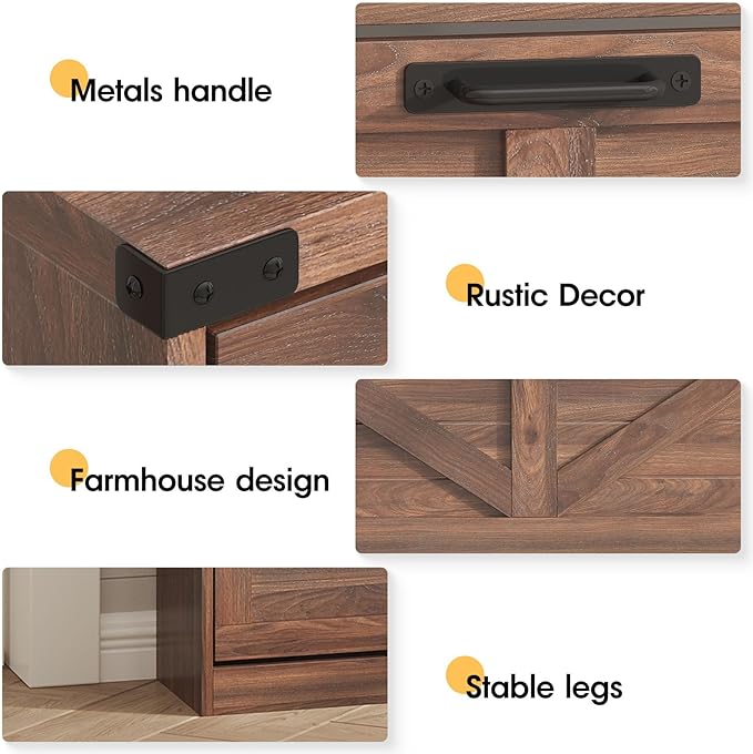 Shoe Cabinet with 3 Flip Drawers & 2 Drawers,Freestanding Shoe Storage Cabinet for Entryway,Farmhouse Narrow Slim Organizer Rack for Foyer,Hallway,Dark Walnut