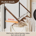 Retractable Wall Mounted Drying Rack - Foldable Clothes Hanger in Walnut or Oak Color for Laundry Room, Closet & Balcony (Walnut, 1 Rack)